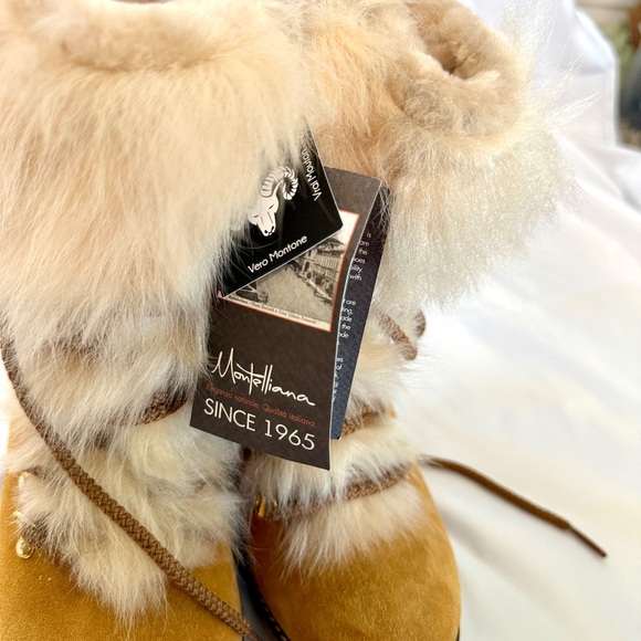 Montelliana STELLA GENUINE SHEARLING TRIMMED LACE-UP HEALED BOOT IN SEGALE - Picture 7 of 11